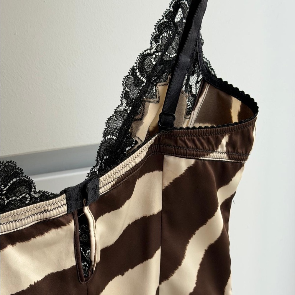 Dolce and Gabbana Zebra-Print Lace-Trim Slip Top - Picture 3 of 4